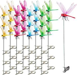 lot 78962 image: 20 Pieces 3D Dragon Fly Garden Stakes, Removable Plastic Fake Dragonfly IndoorOutdoor Decorations for Yard Patio Lawn Plant Flower Pot, 12 Inch Waterproof Colorful Plant Markers