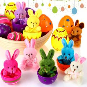 lot 79433 image: Civaner 24 Pieces Prefilled Easter Eggs with Plush Bunnies Rabbit Bright Colors Easter Eggs Basket Stuffers Prefilled Animal Toys for Birthday Party Favors Gifts