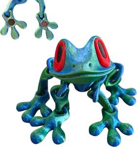 lot 79442 image: 3D Printed Articulated Frog Magnet, Movable Joint Fridge Decor, Blue&Green