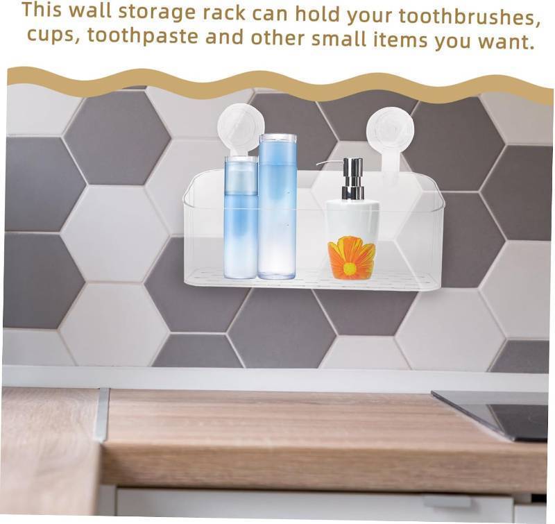 lot 10519 image: Suction Cup Shower Organizer Shelf Large Bathroom Storage Holder No Drilling Strong Adhesive Easy to Install Suitable for Home and Kitchen