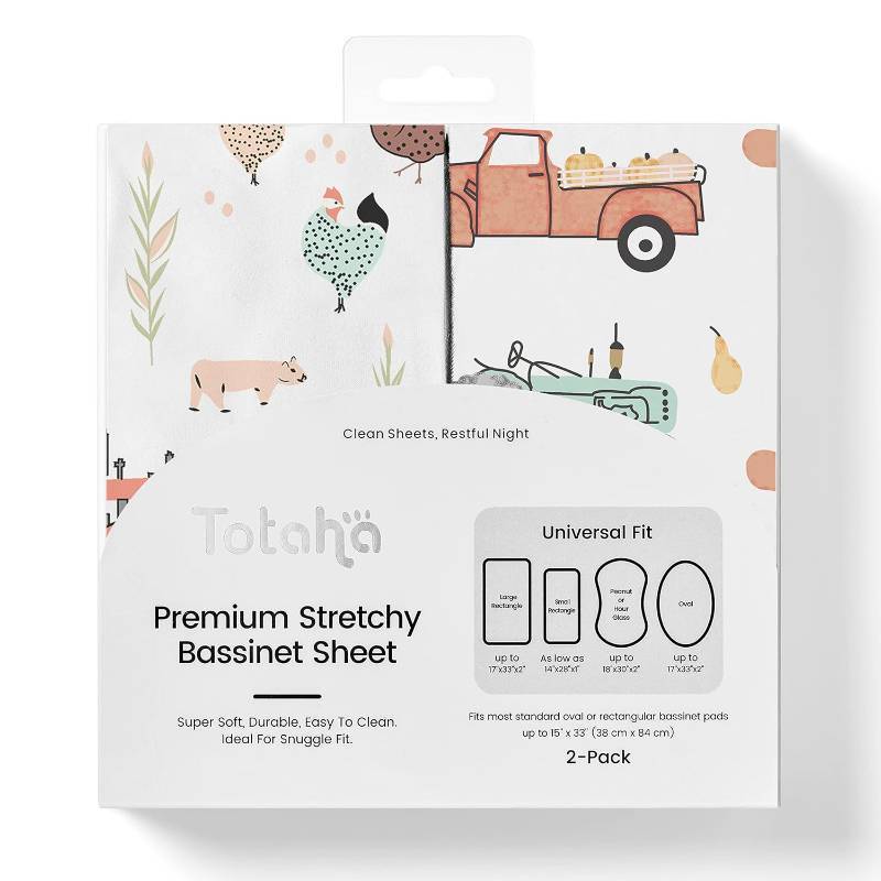 lot 4125 image: TotAha Premium Stretchy Bassinet Cradle Sheets (2-Pack) -Hypoallergenic, Silky Comfort, Buttery Soft, Calming Effect, All-Season Jersey-Knit Sheets, 32 X 16 X 3 Halloween Pumpkin