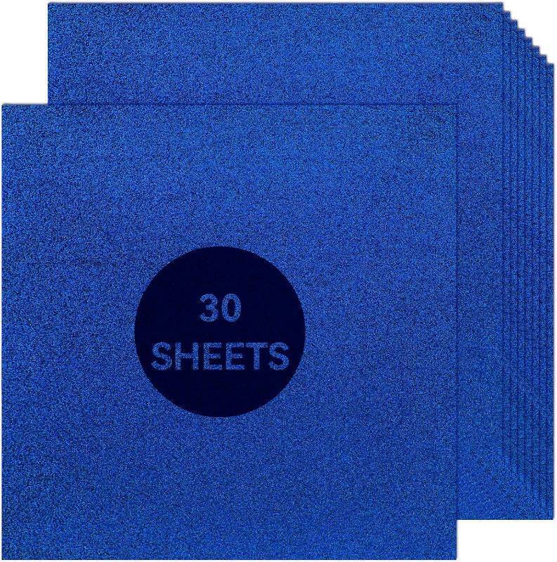 lot 40582 image: Blue Glitter Cardstock 12 x 12, Paper for Cricut, Thick Card Stock for Card Making, Scrapbooking, Craft(250Gsm 30Sheets) (Blue