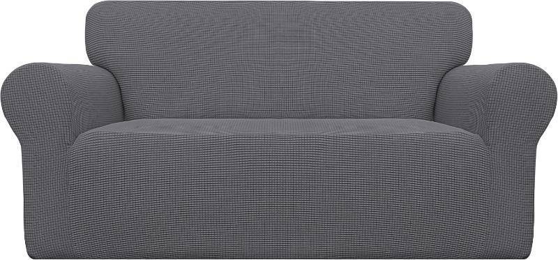 lot 40149 image: Easy-Going Stretch Loveseat Couch Covers Washable Grey  1-Piece Loveseat Covers for 2 Cushion Couch Furniture Protector RV Sofa Slipcover Soft with Bottom for Kids Pets