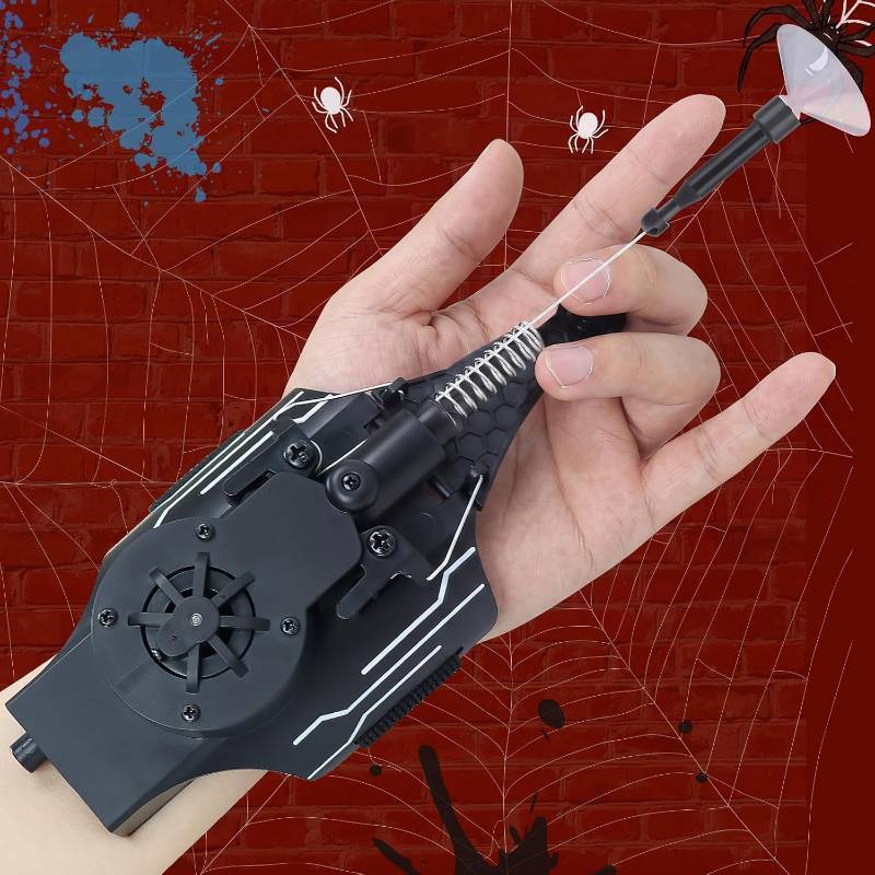 lot 40340 image: Spider Web Shooters, Web Launcher with Gloves, Realistic Web-Slinging Action Safe and Fun Superhero Toy for Men and Kids - Black