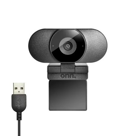 lot 27171 image: onn. 1440P Webcam with Autofocus and Built-in Microphone, Adjustable,Black