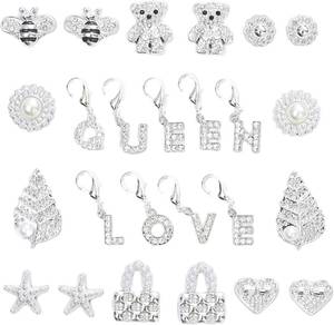 lot 79266 image: Silver Shoe Charms for Sneakers,Bling Shoe Lace Jewelry for Girls,Junk Socks Charms Kit