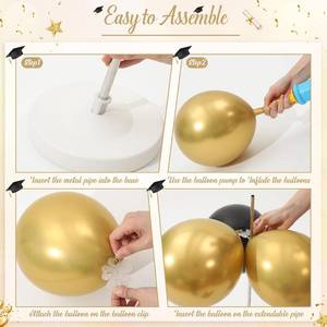lot 79325 image: Capoda Graduation Party Decorations 252 Pcs Black and Gold Balloons Garland Arch Kit with 2 Silver Star Foil Balloons 2 Column Stand Kit for 2026 Graduation Wedding Anniversary Birthday Supplies