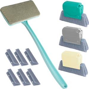 lot 79064 image: Window Screen Cleaner & Track Cleaning Kit   Mesh Screen Cleaning Brush  3 Groove Brushes & 6 Replacement Cleaning Cloths   14.8 Detachable Long-Reach Handle, Wet & Dry Dual-Use