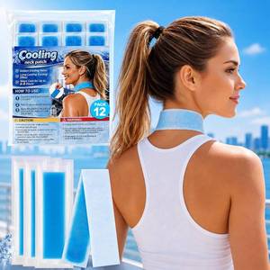 lot 79275 image: 12 Pcs Cooling Patches for Hot Weather, Instant Cooling Gel Patches for Summer Heat Relief, Large Disposable Cooling Patches for Neck and Body, Ice Pack Alternative for Camping Hiking Outdoor Sports