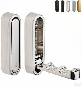 lot 79288 image: Foldable Wall Hooks Heavy Duty - Zinc Alloy Hidden Handle with AnchorsScrews, Space-Saving for Bathroom, Kitchen, Closet, 33lb Capacity, Wall Mounted (Silver Brushed, Count, 2)