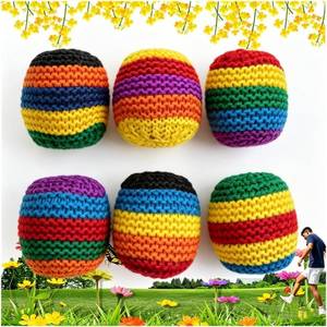 lot 79295 image: 6PCS Hand-Made Knitted Footbag, 2026 Upgraded Assorted Foot Bag Crochet Ball for Adults, Juggling Balls for Beginners, Multicolored Geometric Pattern