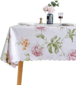 lot 79302 image: LIBERECOO Premium Floral Vinyl Tablecloth Set - Waterproof Oilproof PVC Table Cover for Rectangle Tables- Heavy-Duty IndoorOutdoor Use (52 x 108 Rectangular)