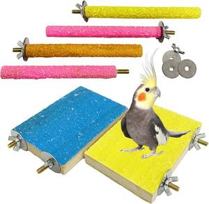 lot 79340 image: Hamiledyi 6 PCS Bird Perch Stand Toy Wood Parrot Paw Grinding Stick Perch Stand Platform Parakeet Cage Accessories Exercise Toys for Budgies Cockatiel Conure