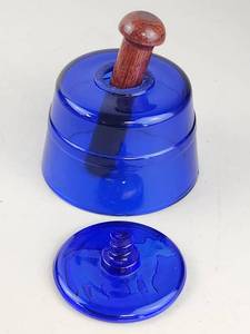 lot 91 image: Vintage Cobalt Blue Glass Cow Butter Press