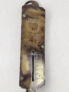 lot 107 image: Antique Frarys Brass Spring Balance Scale