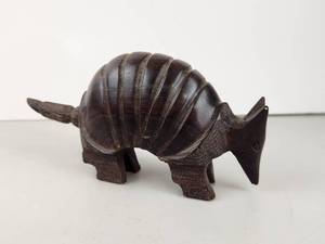 lot 121 image: Vintage Hand Carved Ironwood Armadillo Sculpture
