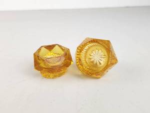 lot 125 image: Lot of 2 Vintage Amber Crystal Open Salt Cellars