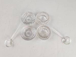 lot 126 image: Lot of Vintage Glass Open Salt Cellars w Spoons