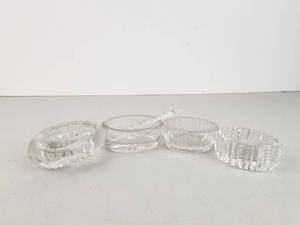 lot 127 image: Lot of Vintage Crystal Glass Open Salt Cellars w Spoon