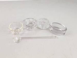 lot 130 image: Lot of Vintage Crystal Glass Open Salt Cellars w Spoon