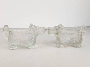 lot 131 image: 2 Pressed Glass Scottie Dog Creamers