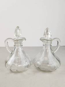 lot 138 image: Pair of Vintage Clear Glass Cruets with Stoppers