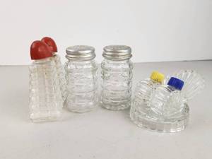 lot 142 image: Vintage Pressed Glass Salt &amp Pepper Shaker Lot&nbsp