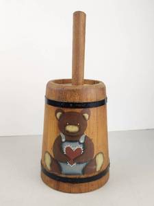 lot 144 image: Vintage Hand-Painted Wooden Butter Churn