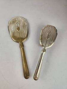 lot 188 image: Vintage Monogrammed Vanity Hand Mirror & Hair Brush Set