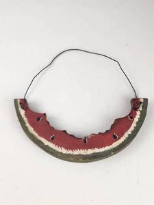 lot 191 image: Primitive Folk Art Watermelon Slice Wall Hanging