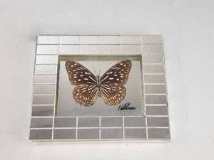 lot 197 image: Signed Butterfly Art in Mirrored Mosaic Frame
