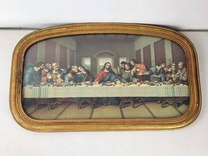 lot 200 image: Antique Framed Last Supper Religious Print