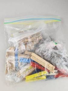 lot 222 image: Vintage Wooden & Plastic Clothespin Lot