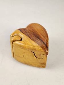 lot 241 image: Wooden Trinket Heart Shaped Secret Puzzle Box