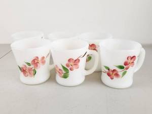 Anchor Hocking Fire King Mug Set of 6 Pink Floral