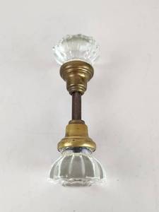 lot 25 image: Antique Crystal Glass 12 Point Door Knob Set With Spindle
