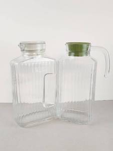 lot 300 image: ARC Glass Pitcher and Carafe Set 2-Piece Ribbed Design