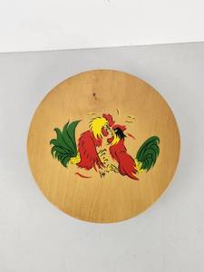 lot 304 image: Wooden Burger Press w Hand-Painted Design