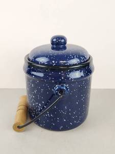lot 307 image: W.M.G. Speckled Ceramic Condiment Jar with Lid and Handle