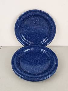lot 311 image: Blue Speckled Enamel Plates Set of 5 9 inch