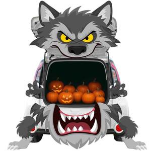 lot 38972 image: Halloween Werewolf Trunk or Treat Car Decor Kit 59 for Vehicle - Retail $21