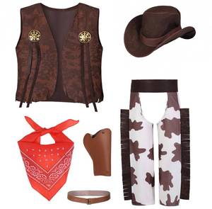 lot 38973 image: Cowboy Costume for Boys 5pcs Set Kids Dress Up Birthday Halloween Party Cosplay 6-7 Years - Retail $20