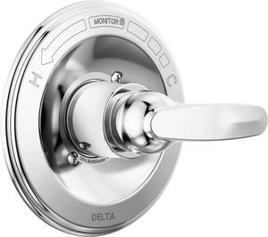 lot 38975 image: Delta Foundations 13 Series Single-Function Valve Trim Kit, Chrome Handle Set for Shower Faucet System, Chrome BT13010 (Valve Not Included) - Retail $36