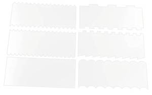 lot 38977 image: 6Pcs Acrylic Bakery Cake Scrapers Transparent Cake Decorating Tools for Professional Frosting and Smooth Edges for Safe and Easy Baking - Retail $24