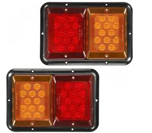 lot 38982 image: 2Pcs Double Led Trailer Tail Lights Horizontal Mount Dual Stop Turn Signal Tail Lights 24 LED Surface Mount RV Double Led Taillights RV Double Led Turn Tail Lights  - Retail $46