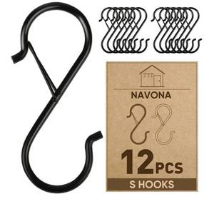 lot 38988 image: 12 Pcs S Hooks for Hanging Heavy Duty, Metal S Hook with Safety Buckle3.5-inch S Hook for Hanging Plants, Suitable for 0.5 inch - Retail $6