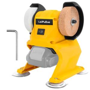 lot 38996 image: Cordless Mini Bench Grinder Polisher Compatible with Dewalt 20V Battery,5500 RPM Household Grinding Wheels,Dual Grinding Wheels for Sharpen Knives, Rust Removal, Drills, polishing(No Battery) - Retail $28