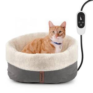 Heated Cat Bed with Pet Pad, 17.7Ã13.7", Gray - Retail: $46"