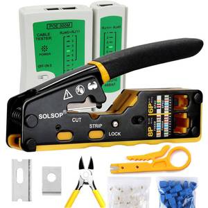 lot 39004 image: Pass Through RJ45 Crimp Tool Kit Ethernet Crimper - Retail $25