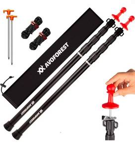 lot 2 image: Tarp Poles Heavy Duty Adjustable, AVOFOREST Aviation Aluminum 8.7FT Telescoping Tent Poles with Protection Cap Wind-Resistant Awning Collapsible Poles Set of 2 for Tarps - Canopy - Awning - Hiking - Retail $0